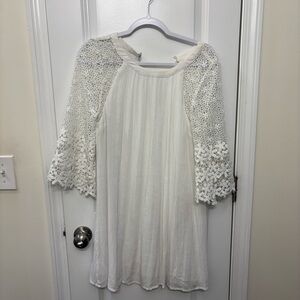 White Lace Sleeve Dress